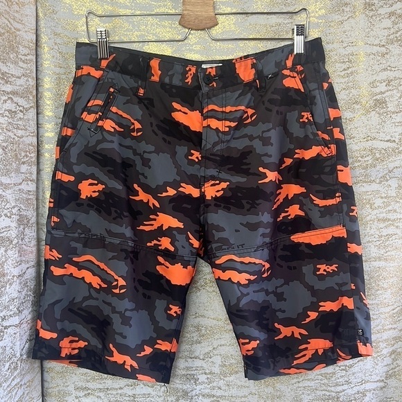 Split Orange/Black And Gray Como Surfer Skater Shorts Size 32 - Picture 2 of 15